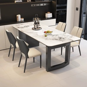 Mesa de Comedor de Diseño Italiano de Lujo con Cubierta de Piedra Sinterizada y Base de Metal Asimétrica para Muebles de Alta Gama para el Hogar - Product Image 2
