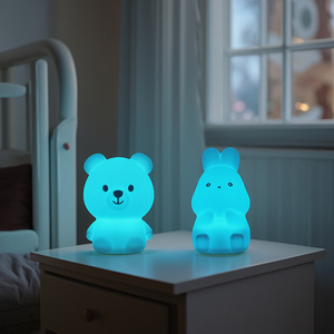 ไฟกลางคืนรูปหมี/กระต่ายซิลิโคน LED สำหรับเด็ก  ปรับแต่งได้ ใช้ในบ้าน/ข้างเตียง - Product Image 1