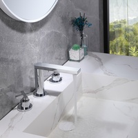 Robinet de lavabo moderne en chrome à poignée croisée, en laiton massif, réglable eau chaude/froide, robinet de lavabo de luxe pour salle de bain