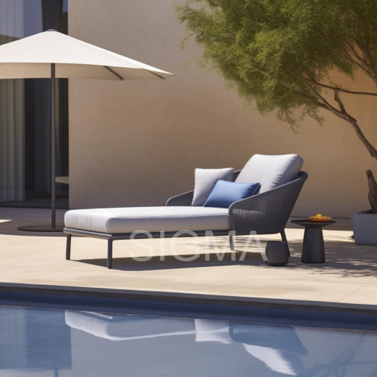 Hotel garden Outdoor furniture Aluminum Frame hand-woven rope sunbed For Swimming Pool sun loungers