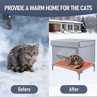 Maison pour chat d'extérieur chauffante et respirante, avec coussin chauffant, prête pour l'hiver, résistante aux intempéries, imperméable, isolée, double porte de sortie, câble anti-mastication