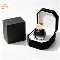 Boîte en papier octogonale personnalisée avec revêtement doré, insert en éponge gaufrée, emballage rigide recyclé, 30 ml, 50 ml, parfum, cosmétique, aseptique