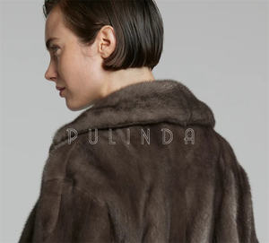 Cappotto in <span class=keywords><strong>Visone</strong></span> Blue Iris Ranch con Colletto Rovesciato, Giacca Elegante Casual da Donna in <span class=keywords><strong>Visone</strong></span> <span class=keywords><strong>Blu</strong></span>, Maniche a Lanterna, Spesso e Caldo per l'Inverno - Product Image 6