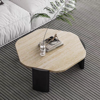 Table basse en pierre frittée et bois massif de style Wabi-sabi, vintage, haut de gamme, de forme unique, pour salon et gîte
