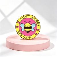 Broche en émail 'Don't Worry Bee Happy Bee' en alliage de zinc, badge à citation positive, décoration pour sac à dos et vêtements, cadeau pour filles
