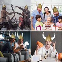 Casque Viking avec cornes pour adulte en plastique nordique barbare guerrier chapeau médiéval Viking Costume drôle Halloween fête chapeau