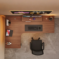 Bureau de jeu en forme de L avec étagère de rangement perforée pour poste de travail informatique à domicile