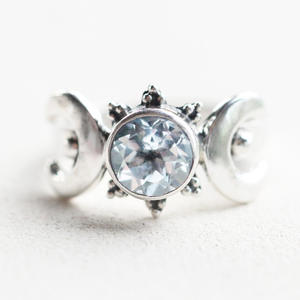 Anillo de Moissanita con Forma de Luna F1501, Engaste de Plata, Anillos de Piedras Preciosas para Uso Diario de Mujer, Corte Brillante Redondo - Product Image 2