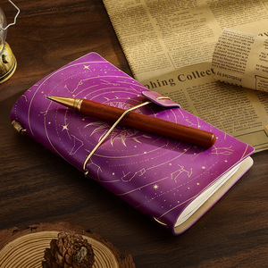 Cuaderno <span class=keywords><strong>de</strong></span> <span class=keywords><strong>Diario</strong></span> Creativo A5 con Banda Elástica Personalizada, Impresión UV en Cuero Retro Vintage <span class=keywords><strong>de</strong></span> las Doce Constelaciones, Regalo del Zodiaco - Product Image 2