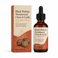 Gouttes liquides à base de plantes avec coquille de noix noire, armoise, clou de girofle, ail, oignon d'orengine, gingembre 50ml 50 portions Vente en gros OEM