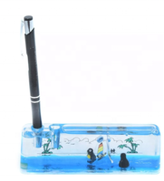 Décoration de bureau en acrylique personnalisée Minuterie liquide Porte-stylo Presse-papiers Cadeau de voyage