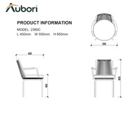 Chaise de salle à manger d'extérieur avec structure en alliage d'aluminium, dossier en toile, fauteuil avec coussin moelleux pour jardin, patio, terrasse et cour