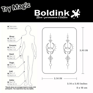 <span class=keywords><strong>Tatouage</strong></span> semi-permanent Boldink personnalisé, motif flèche géométrique phase de lune, pour le corps, imperméable, longue durée (2 semaines), encre Jagua Juice - Product Image 3