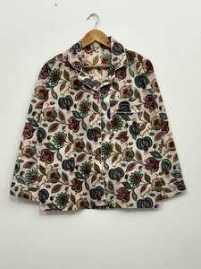 Camiseta de Dormir de Algodón con Estampado Floral para Mujer, Manga Larga, Cuello Camisero, Informal, para Primavera, Tejido Suave - Product Image 3