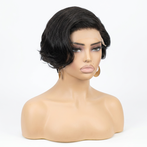 $20 Promotion Letsfly New Glueless 5x5 C-Type <b>Lace</b> Closure Pixie <b>Wigs</b> Short Curly Bob 100% Human Hair <b>Wig</b> For Black Woman - Product Image 6