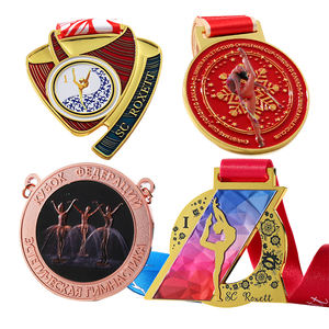 Vente en gros de logo personnalisé Médaille de danse Sport Métal Course Gymnastique Patinage Paillettes Médaille Prix Médaille d'or - Product Image 3
