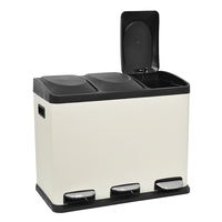 Poubelle de tri à pédale à 3 compartiments, à commande au pied, avec couvercle, pour recyclage et classification multi-grilles