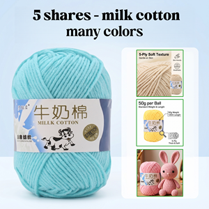 Hilo de Algodón de Leche de 5 Capas Directo de Fábrica, Hilo Suave <span class=keywords><strong>para</strong></span> Tejer a Mano y Crochet, 50g por Ovillo <span class=keywords><strong>para</strong></span> Amigurumi y Mantas - Product Image 1