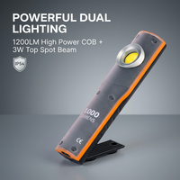 Lampe d'inspection LED compacte 1200LM rechargeable avec base magnétique et pliable pour réparation automobile
