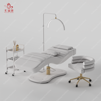 Lit d'extension de cils incurvé rose pour esthéticienne, salon de spa de luxe personnalisé de luxe