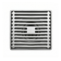 Siphon de sol carré moderne en acier inoxydable 304 chromé de 4 pouces avec fonctions anti-odeur et anti-corrosion pour salle de bain