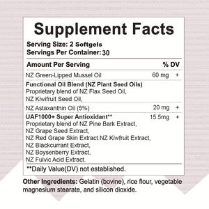 Gélules d'<span class=keywords><strong>huile</strong></span> de moule verte exclusive transfrontalière - Sans OGM, végétaliennes, 60 unités - Aliment santé pour adultes - Vente en gros et personnalisation - Product Image 2