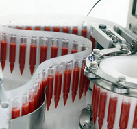 Machine automatique de formage, de soufflage, de remplissage et de scellage d'ampoules en plastique à fond plat pour liquides oraux et miel