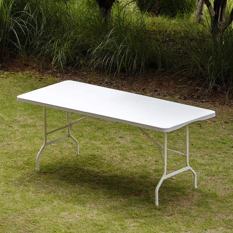 Benbest Modern Design 180cm Rectangle PE Plastic Folding Table Lightweight for Outdoor Dining Events Kitchen Hotels Garden Use