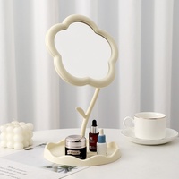Miroir de Maquillage Portable en Plastique Argenté Tournesol pour Étudiant, Table de Maquillage, Coiffeuse, Beauté, Princesse, Usage Domestique