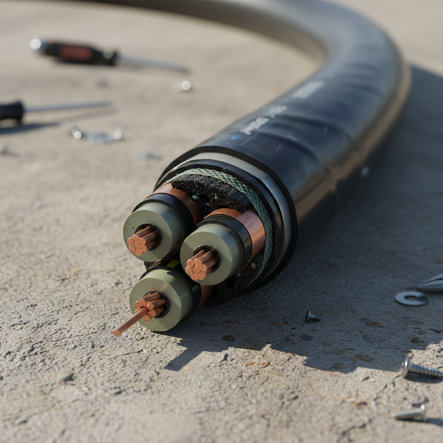 Copper Conductor High Voltage Power Cable 3x150mm Steel Tape Armored XLPE/PVC Insulation IP67 Flame Retardant V-0 for Mining