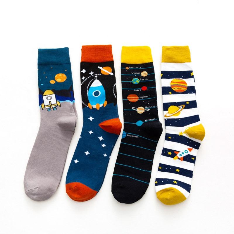 High Quality Men's Dress Socks Funny Cartoon Crew Socks with Breathable Custom Fashion Colorful Patterns