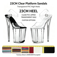 Chaussures de danseuse exotique à talons aiguilles transparents en PVC de 20 cm, plateforme haute, pour la danse de pole sexy en boîte de nuit et l'entraînement