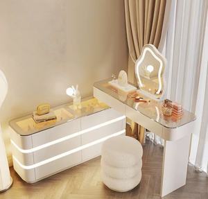 Meja rias kayu mewah kualitas tinggi cermin LED besar meja rias dada penyimpanan besar furnitur kamar tidur - Product Image 4
