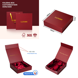 Boîte cadeau de luxe personnalisée à fermeture magnétique, boîte d'emballage rigide en carton pliable avec doublure en satin et sac cadeau, service ODM/OEM - Product Image 1