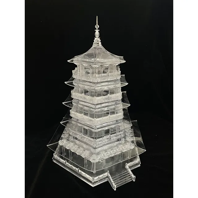 Resin SLA cetak 3D indah arsitektur Tiongkok Pagoda tepat Mock-up detail bagus transparansi tinggi