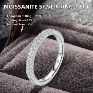 0.5 CTW Moissanite Diamond <b>Ring</b> S925 Sterling <b>Silver</b> VVS1 Five Stone Band Fine Jewelry Luxury <b>Wedding</b> Engagement <b>Ring</b> for <b>Women</b> - Product Image 2