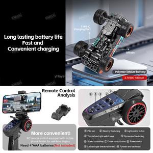Mini Coche RC FPV 1/64 con Monitor, Alfombrillas de Pista 6407, Coche de <span class=keywords><strong>Control</strong></span> Remoto con Cámara HD, Juguete de Carreras - Product Image 4