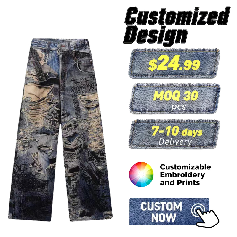 Custom High Waist Baggy Denim Jeans