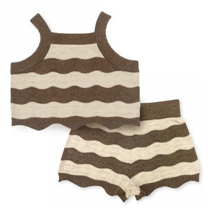 Ensemble de vêtements d'été en tricot pour bébé nouveau-né Enfants Filles Sling Top and Shorts 2Pcs Clothes Suit Knitwear Toddler Boy Sweater - Product Image 6