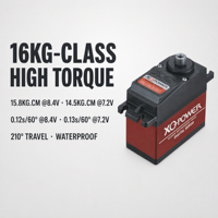 Servomoteur numérique sans noyau étanche à couple élevé 16 kg, engrenage en titane, 210 degrés, pour direction RC d'avion, vente en gros usine