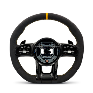 Volante de Cuero con Marca de Color Amarillo en la Parte Superior para <span class=keywords><strong>Mercedes</strong></span> Benz Clase S W222 W221 W211 W212 W213 <span class=keywords><strong>CLA</strong></span> <span class=keywords><strong>45</strong></span> W205 C43 C63 C63s <span class=keywords><strong>AMG</strong></span> - Product Image 1