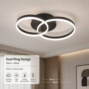Plafonnier moderne à encastrer avec télécommande, 3 températures de couleur, 40W LED, pour salon, chambre, décoration intérieure - Product Image 2