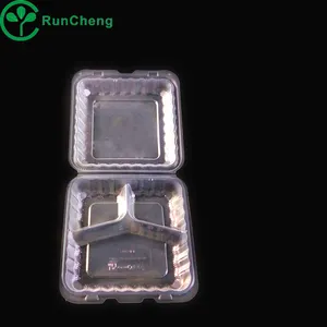 9 Inch ECO-friendly Disposable Clear Lunch Box Environmental Takeout Container -3 Compartment Food Container 150pcs/carton