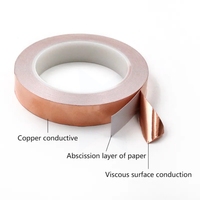 Ruban adhésif en silicone noir, résistant à la chaleur, en feuille de cuivre conductrice découpée, pour vitraux et circuits papier