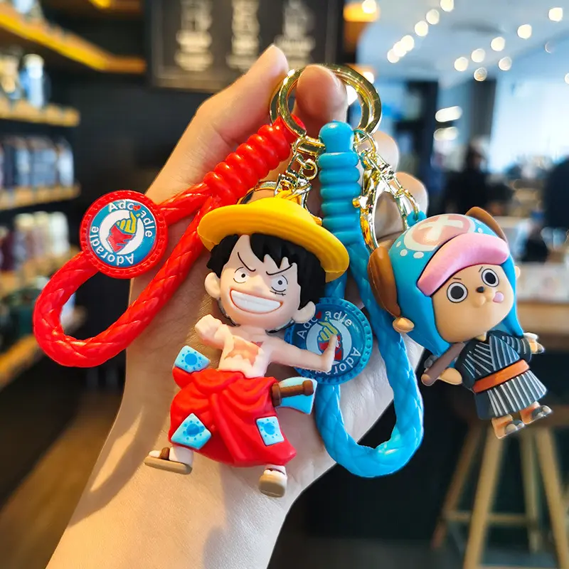 2024 New Design Anime One Pieces Keychain PVC Figure Anime 3d Cartoon Keychain For Children's Birthday Gift