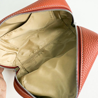 Tas Kosmetik Kulit Vintage Tahan Lama dengan Pegangan, Dompet Kartu, Organizer Perjalanan dengan Penutup Ritsleting untuk Makeup