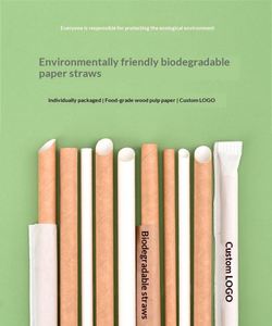 หลอดกระดาษแบบใช้แล้วทิ้ง เป็นมิตรกับสิ่งแวดล้อม ย่อยสลายได้ ห่อแยกชิ้น สำหรับชานมไข่มุก  โลโก้สั่งทำได้ ใช้สำหรับปิกนิก 25 ชุด - Product Image 4