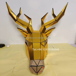 Miroir Tête Costume Cerf Lapin Renne Costume Argent Or Taureau Vache Animal Acrylique Performance Talent Show Dance Props pour Adulte - Product Image 3