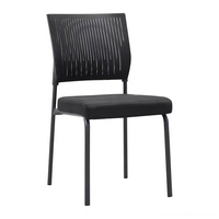 Chaise de salle d'attente en plastique PP noir pour bureau, école, hôpital, clinique, bibliothèque, réception, visiteurs