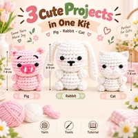 Kit de Crochet Complet pour Débutants : 3 Pièces Amigurumi Lapins au Crochet Couleurs Pastel